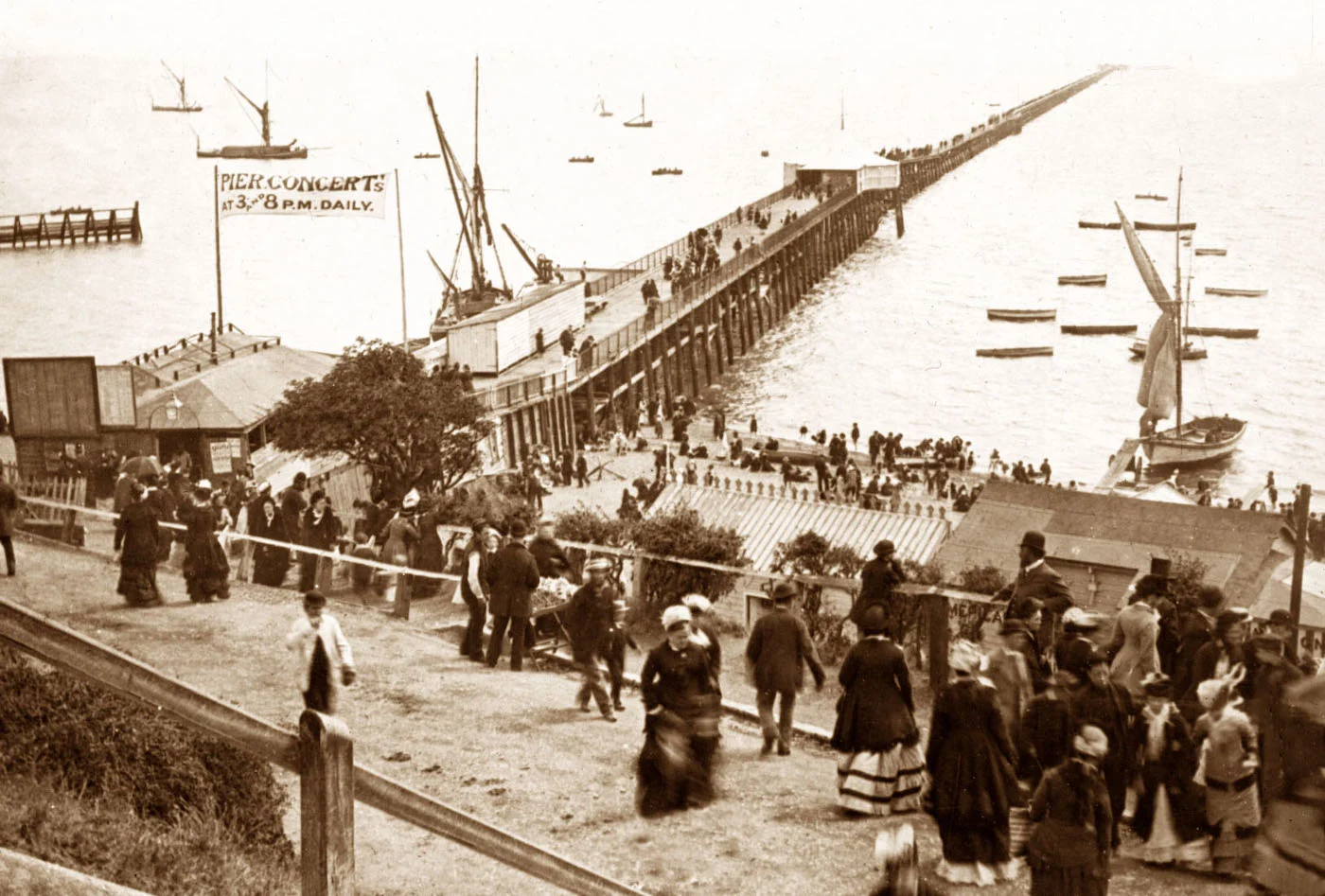Southend-on-Sea Pier, photographed during the Victorian era.