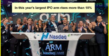 In this year's largest IPO arm rises more than 10%